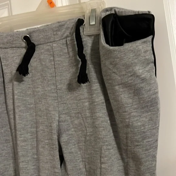 Gray sweatpants with vegan leather black accents - Picture 4 of 6